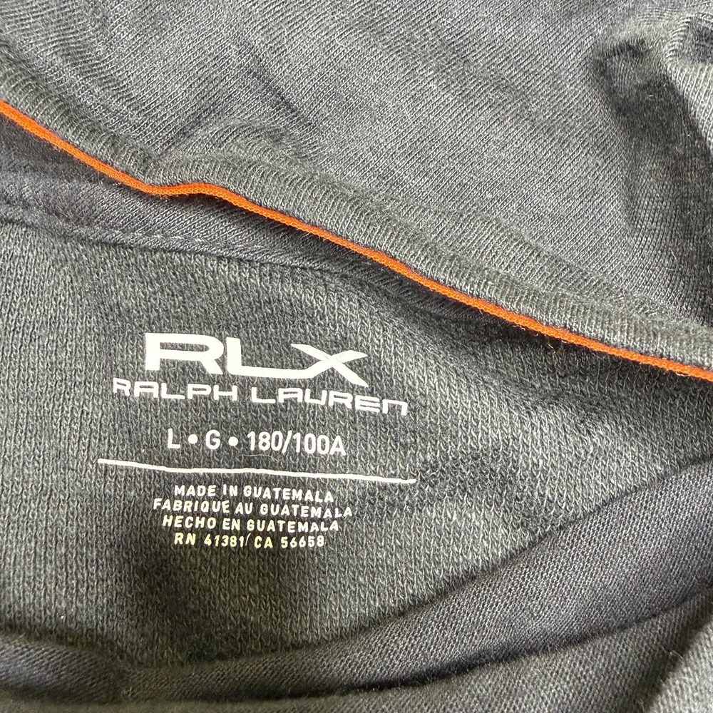 RLX Ralph Lauren Men's Pullover Mock Neck Hoodie Black Orange Trim Size Large - Picture 6 of 16
